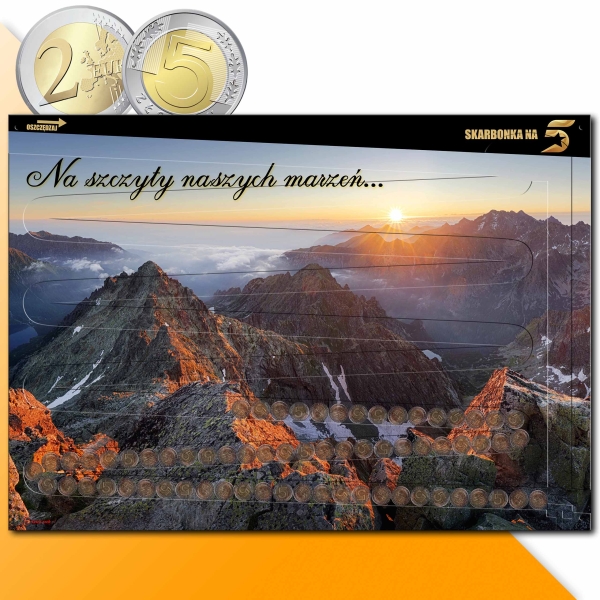 SKARBONKA NA 5 zł - XXL ścienna 70x50 cm TATRY - 1000 zł