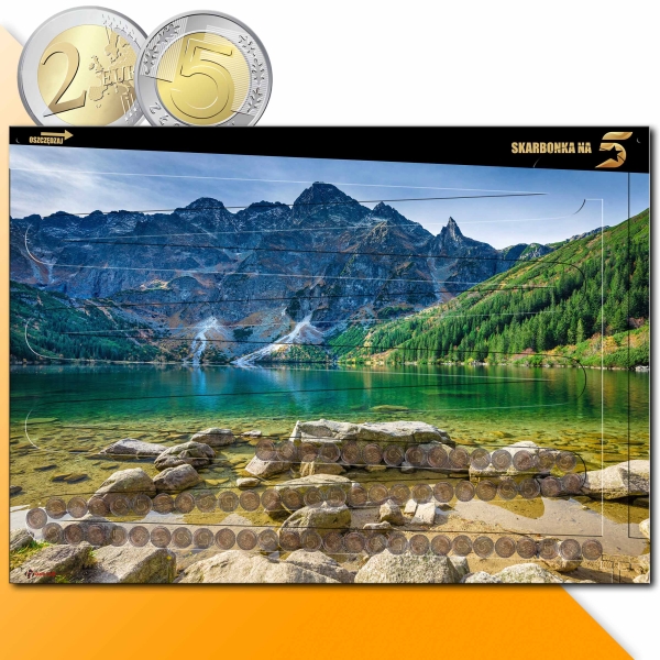 SKARBONKA NA 5 zł - XXL ścienna 70x50 cm MORSKIE OKO TATRY - 1000 zł